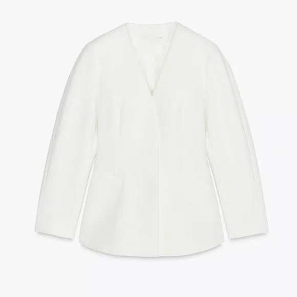 Zara NWT lapel-less tailored blazer white 2431/597